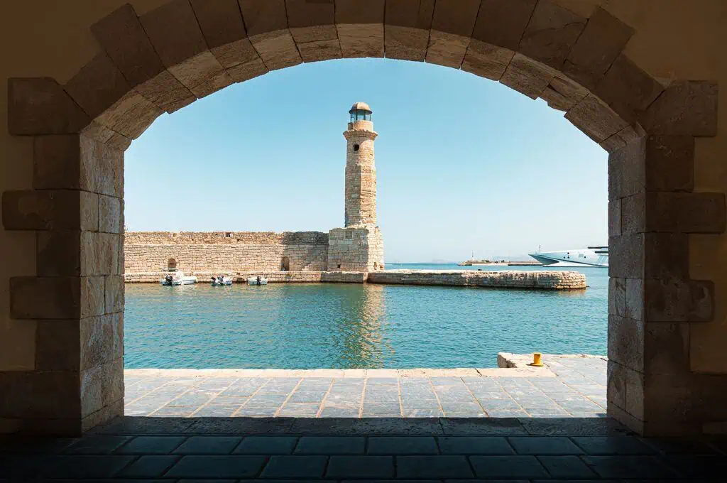 Venetian,Lighthouse,In,Rethymno,,Crete,,Greece.,Old,Lighthouse,With,The