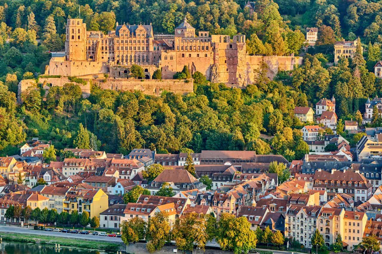 Heidelberg,Town,With,Old,Karl,Theodor,Bridge,And,Castle,On